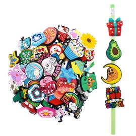 Pencil Toppers,50PCS Different Pencil Topper Decoations Cute Pencil Charms for Kids Students School Gifts Classroom Rewards