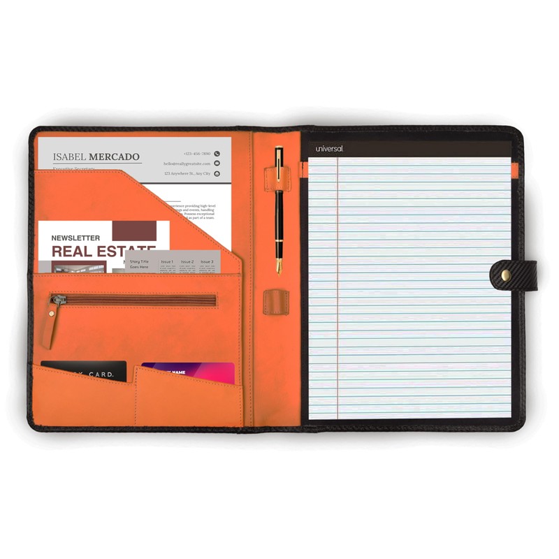 Leather Village Carbon Leather Portfolio Organizer-Professional Business Padfolio for Men