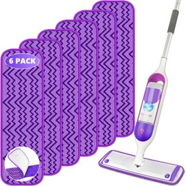 6 Pack Reusable Mop Pads Compatible with Swiffer PowerMop - Enspoway Microfiber Washable Mopping Pad Refills for 13" 14" 15" Mop Multi-Surface Wood Floor Cleaning - Purple