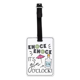 Gift Base Knock Knock It's Gin O'Clock Visual Luggage Tag with Black Strap