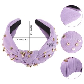 Santoddle 3Pcs Knot Headband for Women Pearl Knotted Head Bands Non Slip Wide Head Band Fashion Head Bands Knot Headband