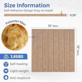 DexBoard 12 Pack Felt Wall Tiles,48"x36" Coverage | Removable Adhesive Bulletin Board | Pin-Friendly Office & Home Decor | DIY Wall Panel System (Oatmeal)