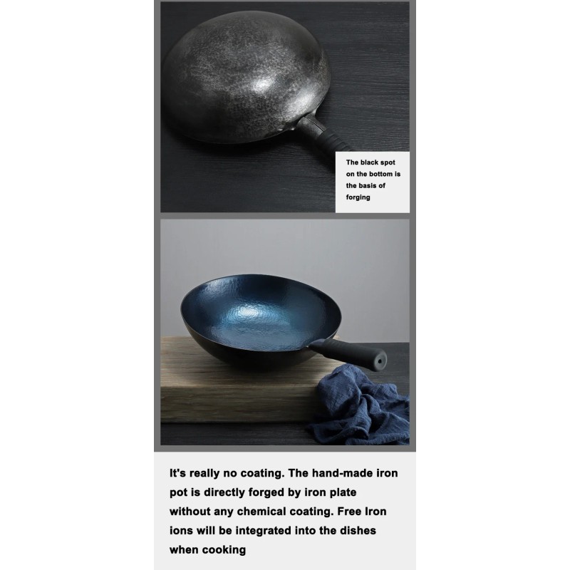 Master Star 100% Handmade Chinese Iron Wok No Coating Seasoned