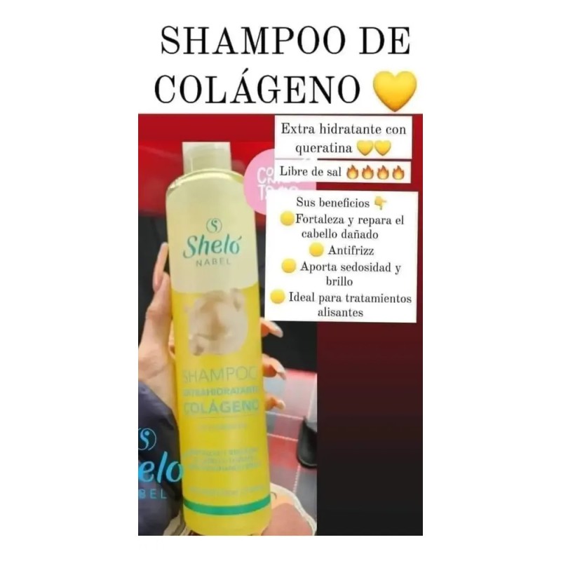 2 Shampoo Extra Hidratante Colágeno Reparador Sheló Nabel
