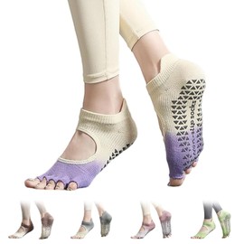 VEAGIA 5 Toe Pilates Socks, Yoga Socks, Exposed Toe and Instep, Cool, Anti-Friction, Breathable, Durable, Quick Drying, Antibacterial, Deodorizing, Moisture Wicking, purple