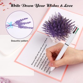 Lavendel-Pop-Up-Karte, Dankeskarte, 3D, Geburtstagskarte, handgefertigt, für Frau, Freundin, Mutter, Kollege, Lehrer