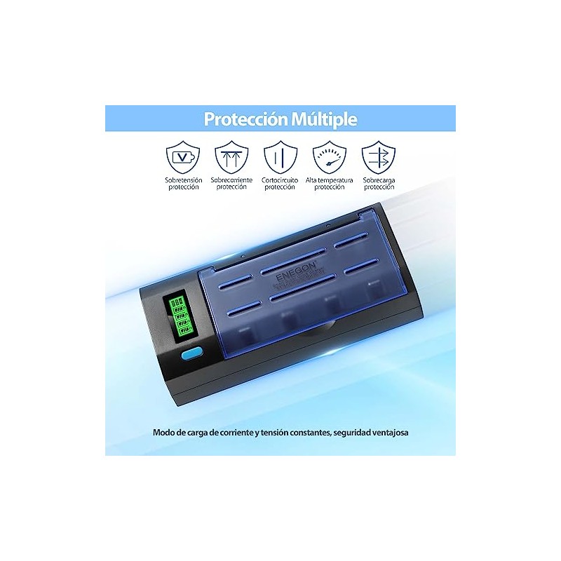 ENEGON Cargador de Pilas para Ni-MH Ni-CD de C, D,