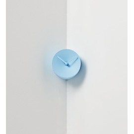 mosery Wall Clock in to The Corner-Attached Sky Blue Color 3.4 inch high Silent Non Ticking Battery Operated Room Living Room Desk Office Clock Decoration (Sky Blue)