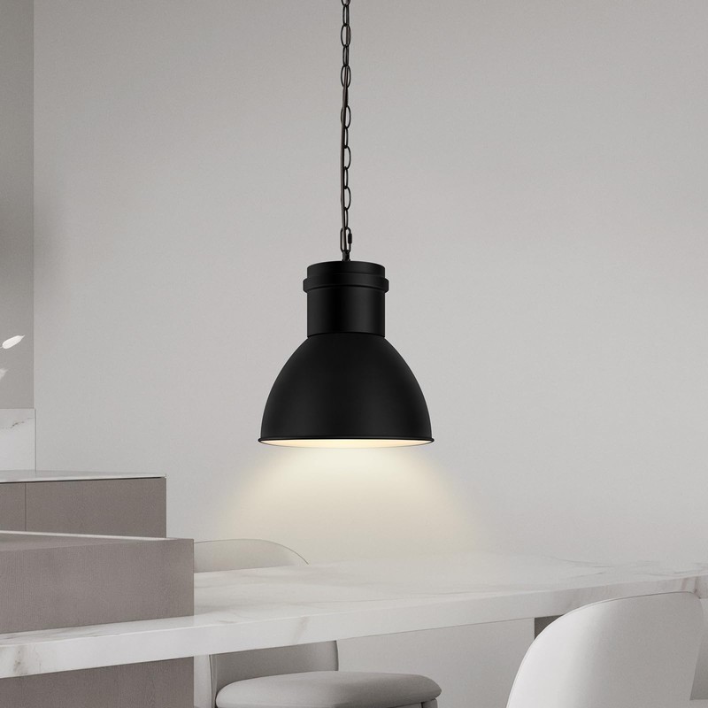 BoostArea Black Pendant Lights Kitchen Island, 10.6" Large Metal Shade
