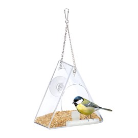 Relaxdays Clear Acrylic Hanging Bird Feeder Window Feeder 13 x 12.5 x 7.5 cm