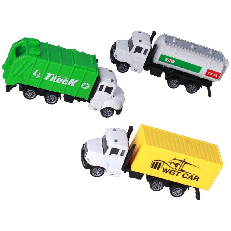 3pcs 1:50 Garbage Truck Models Set Plastic Alloy Sanitation Tanker