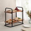 Gibson Home Gracious Dining 2-Tier Wooden Serving Tray with Metal