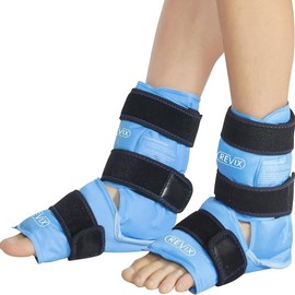 REVIX Full-Wrapped Foot Ankle Ice Pack with 3 Straps, Reusable Cold Packs for Ankle, Foot, Gel Ice Pack Long-lasting Cold - Color: A Set of 2 Blue