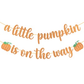 Pumpkin Baby Shower Decorations A Little Pumpkin is On the Way Banner Orange Glitter Pumpkin Boy Girl Birthday Party Decorations Orange Little Pumpkin Banner Thanksgiving Fall Theme Gender Reveal Baby Shower Birthday Party Decorations Supplies