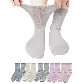 Sammy Agora Women's Socks, No Pinching, Breathable, Spring and Summer, Special Knitting, Crew Length, Stretch, Long Short, Swelling and Stuffiness, 9.1 - 9.8 inches (23 - 25 cm)