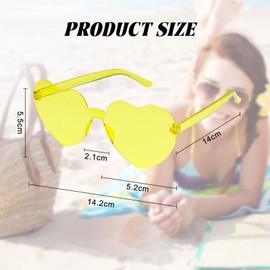 Bliceon 3 Pcs Heart Glasses, Red Heart Shaped Sunglasses, Rimless Red Heart Sunglasses for Birthday Party, Beach Party, Music Party