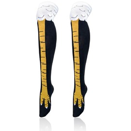 Banvih Funny Crazy Knee High Chicken Leg Socks - Unique Novelty White Elephant Gifts and Christmas Stocking Stuffers for Adult Women and Men, Animal Costume Chicken Feet Design