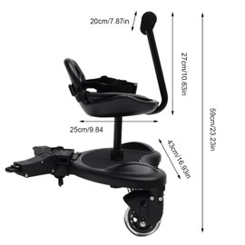 Universal Stroller Board, 2-in-1 Sit and Stand Stroller Buggy Board with Detachable Seat, Stroller Standing Board Ride-On Pedal Non-Slip, Holds Children Up to 55lbs