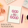 BAYOGITA Trendy Pink Christian Spiral Notebooks, God is Good Bible