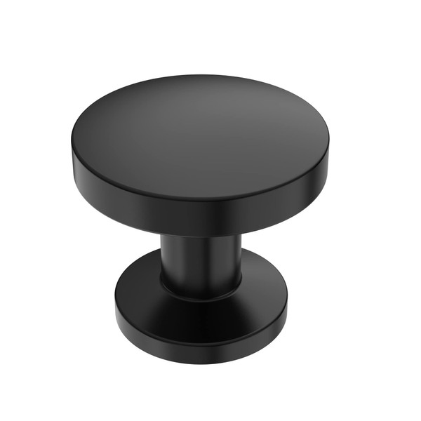 Alzassbg 10 Pack Matt Black Cabinet Knobs, 1.1 Inch(30mm) Diameter