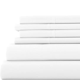 Becky Cameron Kitchen Queen 6 Piece White Luxury Bed Linen Set Ultra Soft Microfiber