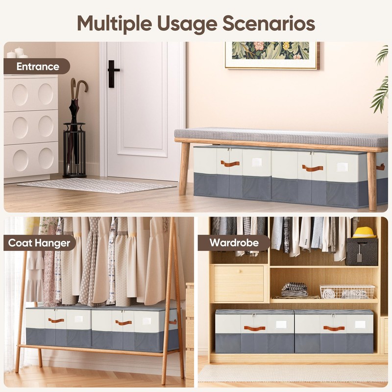 MSTONAL Shoe Organizer for Closet, 2 Pack Shoe Storage Containers