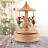 BLIENKREBY Wooden Carousel Music Box with Rotating Train, Windup, Mechanism,