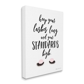 Stupell Industries Keep Lashes Long Standards High Phrase Glam Eyes, Designed by Stephanie Workman Marrott Canvas Wall Art, 24 x 30, Off- White