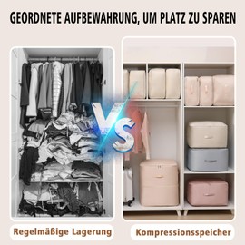 FIVAVA Space-saving compressing organiser, storage for duvets, clothes storage, storage bag (grey, L + XL)