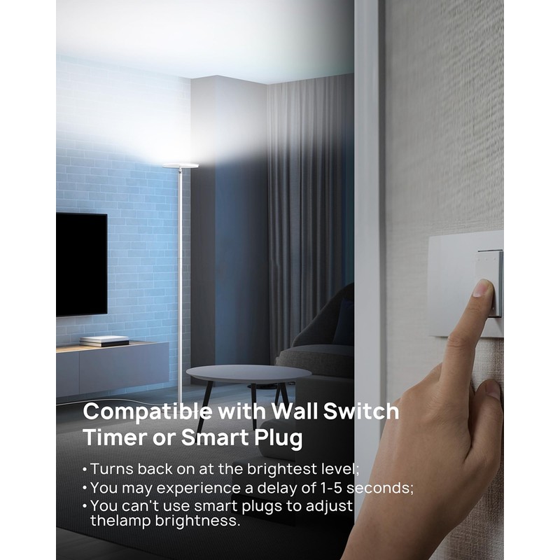 TROND Floor Lamp, LED Torchiere Uplight Lamp, 5 Brightness Aluminum