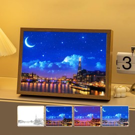 PolMinrs Kids Night Light, Dimmable Color Changing Art LED Glowing Photo Frame for Bedroom - 6.7 x 9 inch (DGH001-01)