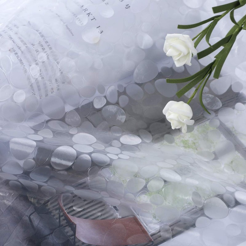 WellColor Short Shower Curtain Liner 65 inch, Pebble Translucent EVA