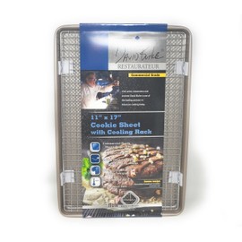 David Burke Kitchen Commercial Weight Non-Stick Bakeware Large Cookie Sheet Pan With Cooling Rack 17 X 11" Bronze