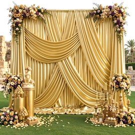 20x12FT Gold Sequin Curtains Backdrop, Wrinkle Free Back Drop for Wedding