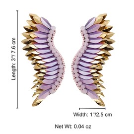 Angel wing earrings, Statement winged earrings, Prom Jewelry, Gold stud earrings, Bridal earrings, Unique metallic earrings for girls (Lavender Rosegold)