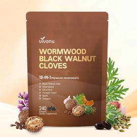 18-in-1 Black Walnut Wormwood Cleanse for Humans, 80 Day Supply, Serving, Rapid Gut Cleanse & Digestive Health with Clove, Garlic, Turmeric, Pumpkin Seed, Oregano, Berberine & More 240 Softgels