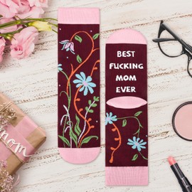 Funny Socks for Women Girls – Gifts Colourful Funny Women Crazy Socks Christmas Stockings Gift Ideas, K-Mom-FK-Red-2