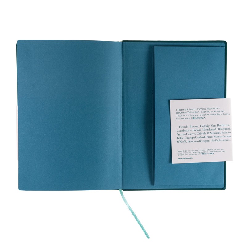 Fabriano Ispira Hard-Cover Notebook, 5.8" x 8.3", A5, Lined, Green