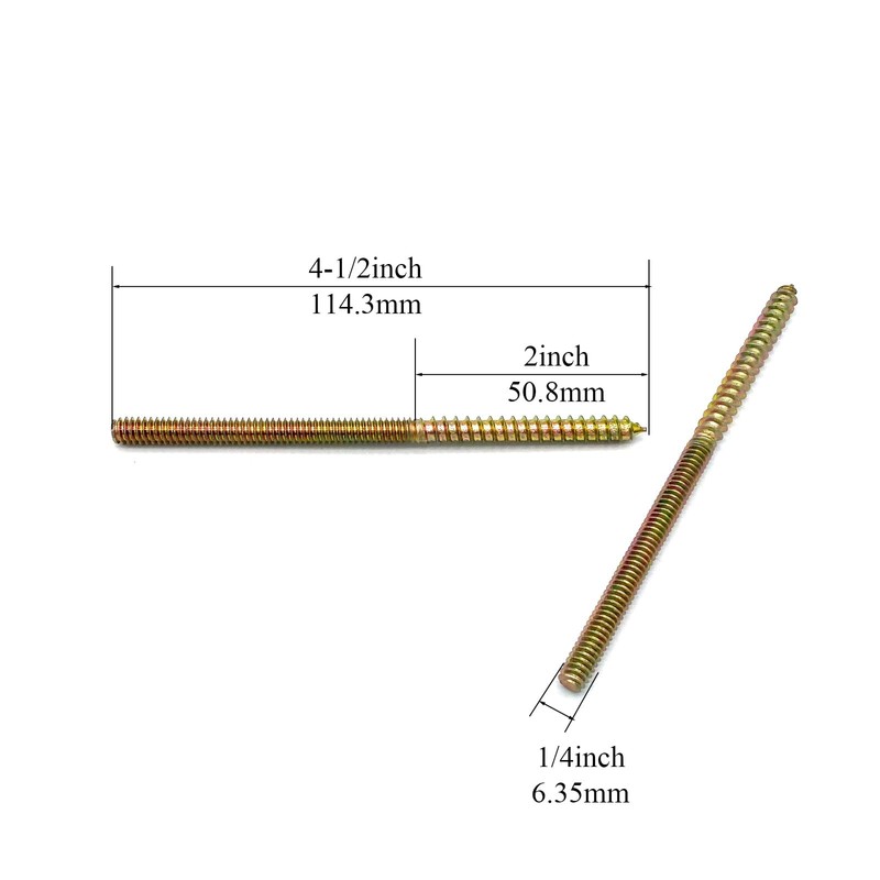 Yoliko 12 Pack 1/4-20 x 4-1/2 Inch Hanger Bolts Double