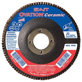 United Abrasives SAIT Ovation Ceramic Grain Type 27 Flap Discs 4-1/2 inch - 40 Grit Qty 5