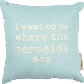 Primitives by Kathy 102984 Beach-Inspired Throw Pillow, 10-Inches Square, Mermaids