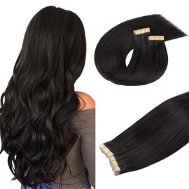 DOORES DOORES Real Hair Tape in Extensions, Dark Brown 10 Inch 60g 40pcs, Straight Remy Hair, Seamless Weft