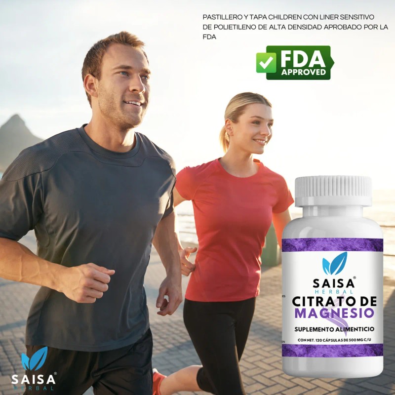 Citrato De Magnesio Puro Con 120 Cpsulas De 500 Mg