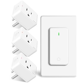 Remote Control Outlet,Greencycle Wireless Remote Control Outlet Plug,On/Off Light Switch Wall Mounted,500ft Range,15A 1500W Wireless Outlets for Household Appliances,No Wiring,White,1SW+3REV