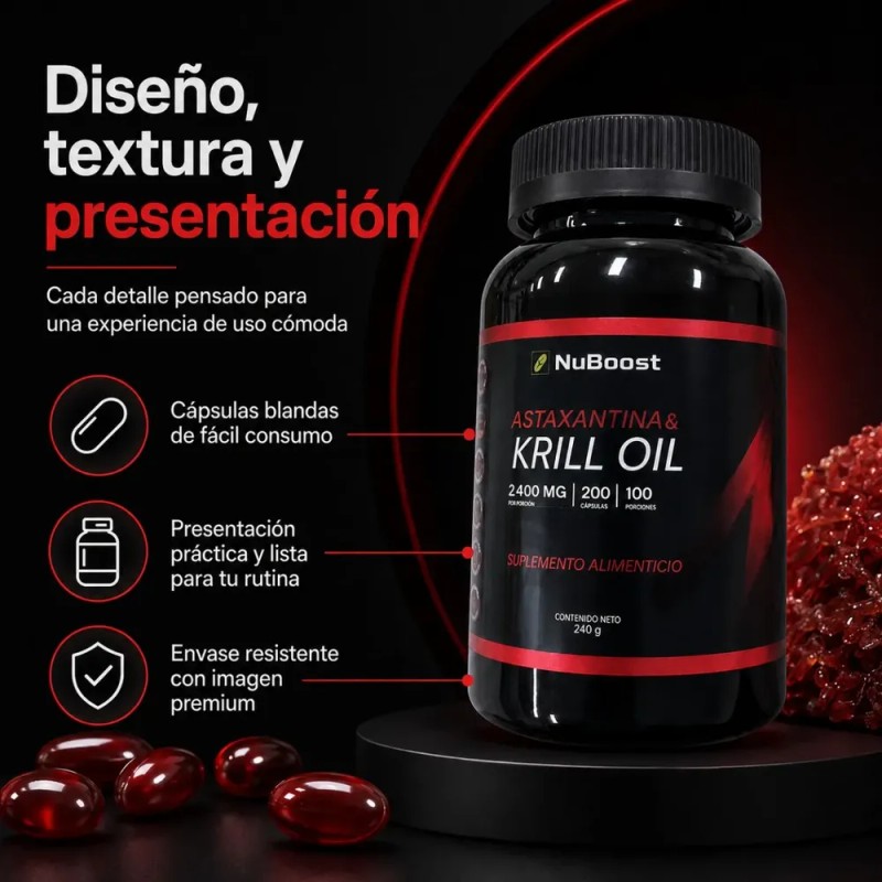 Krill Oil Astaxantina 200 Cápsulas Suplemento Alimenticio