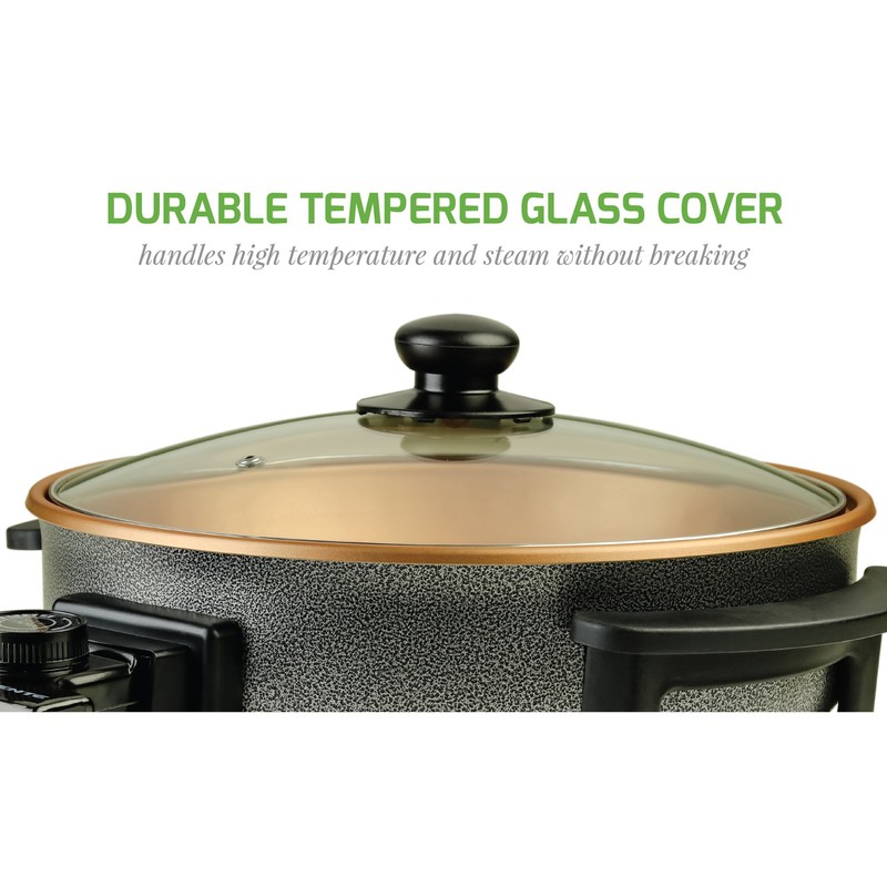 Ovente 12 Inch Electric Kitchen Skillet with Nonstick Aluminum Coated