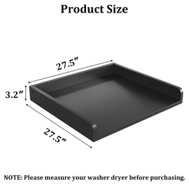 HOTLUU Washer Dryer Countertop, 27.5" D x 27.5" W x 3.2" H, Countertop for Washer and Dryer with Non-Slip Pads and Round Corner Edge Rails, Laundry Room Organization(Black)