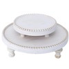 SwallowLiving Rustic Set of 2 White Round Wood Tray Riser