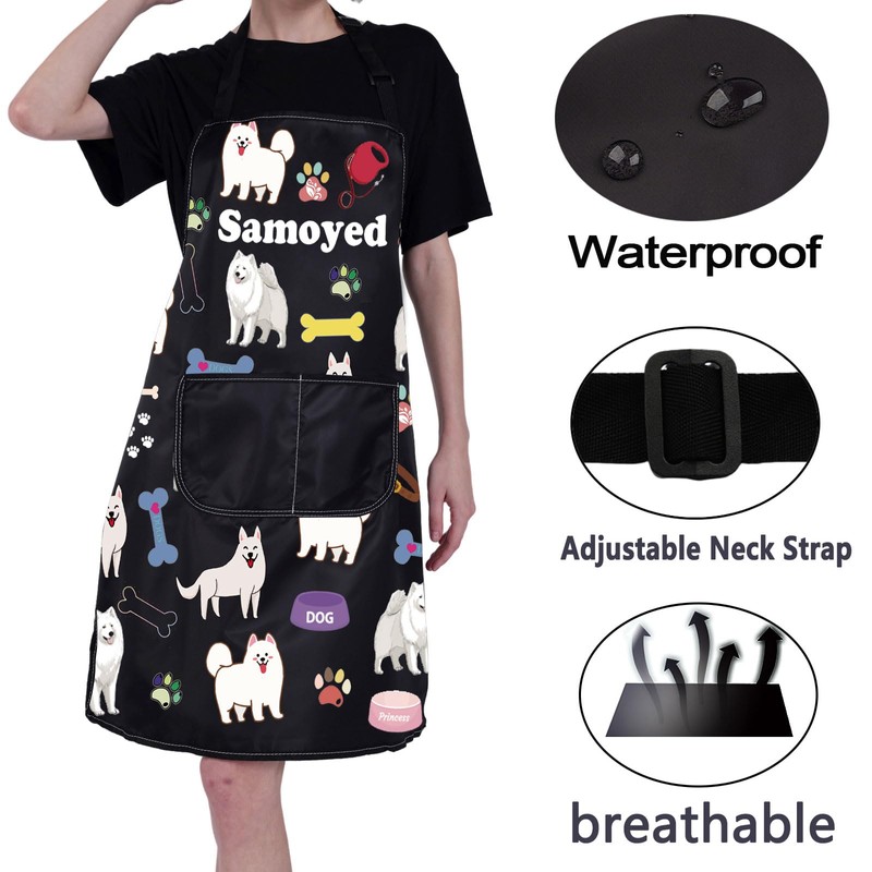 ENSIANTH Samoyed Aprons Samoyed Lover Gifts Samoyed Kitchen Aprons With