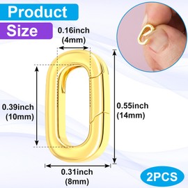 YALOJE 2pcs Oval Necklace Carabiner Clasps, 18K Gold Filled Jewelry Clasps Closures, Spring Pendant Bracelet Connector Necklace Shorter Enhancer for Women DIY Crafts, Jewelry Making (8 x 14 mm)